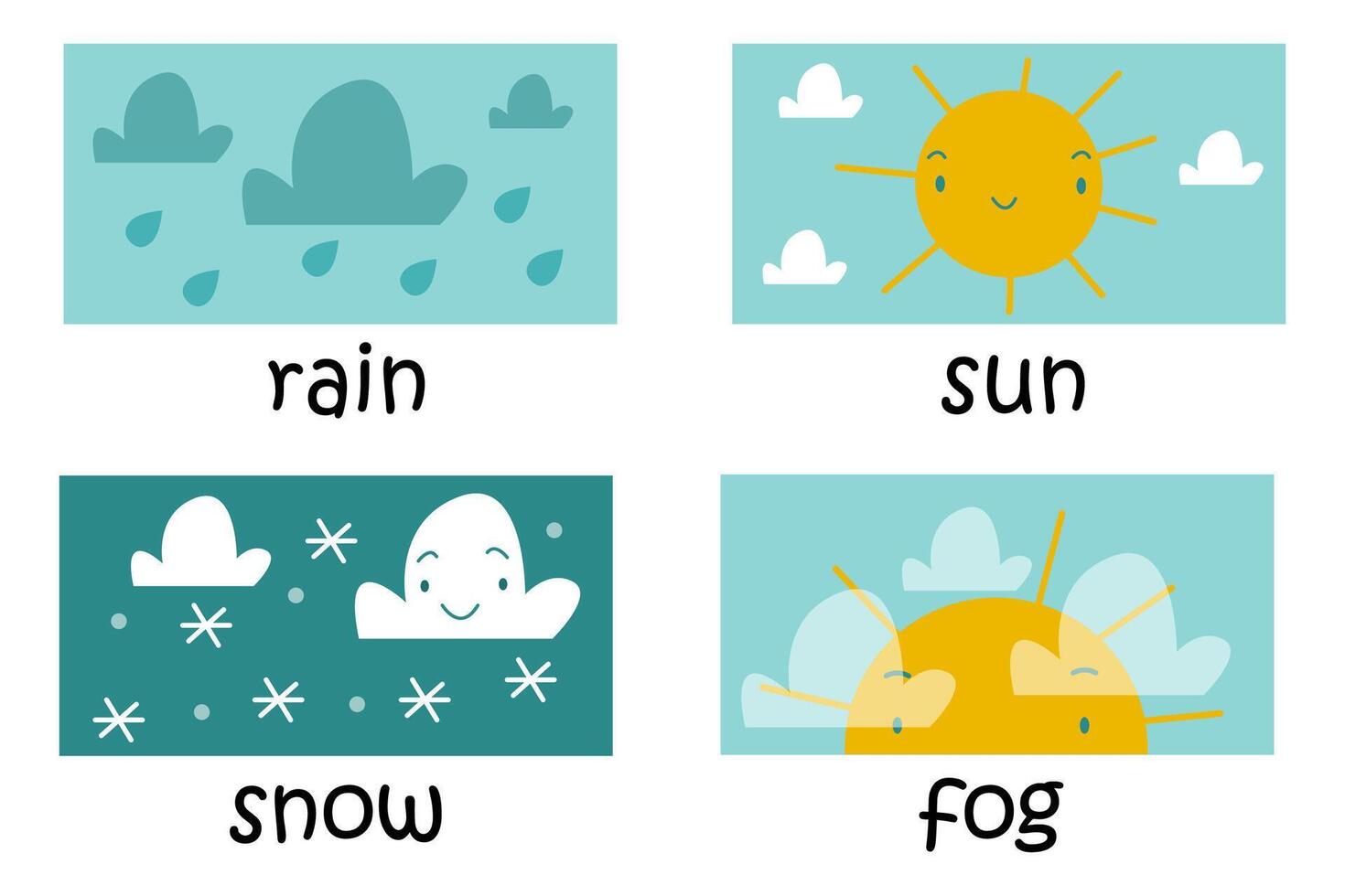 vector set with weather cards for kids
