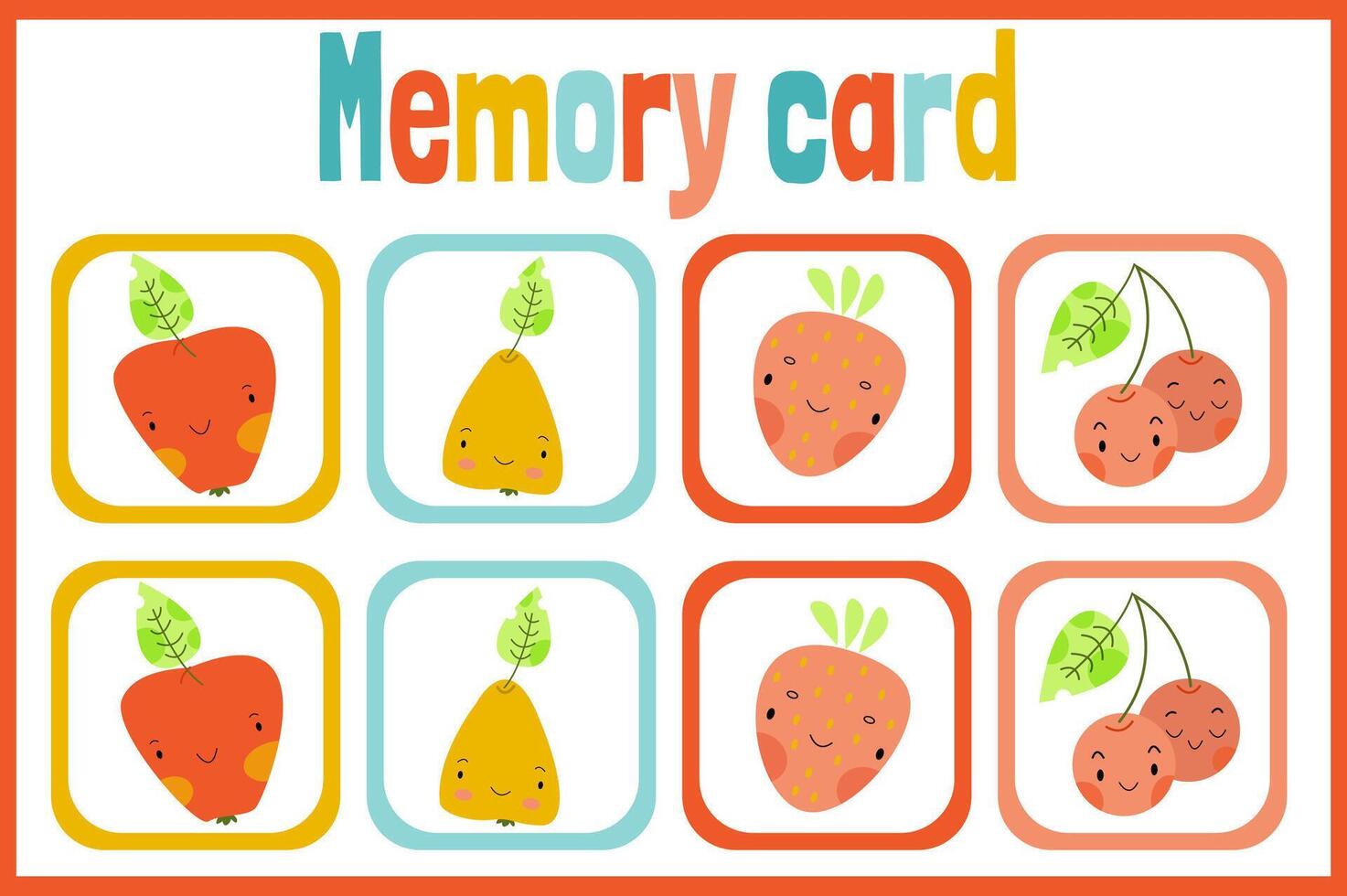 vector memory play with cute fruits for kids