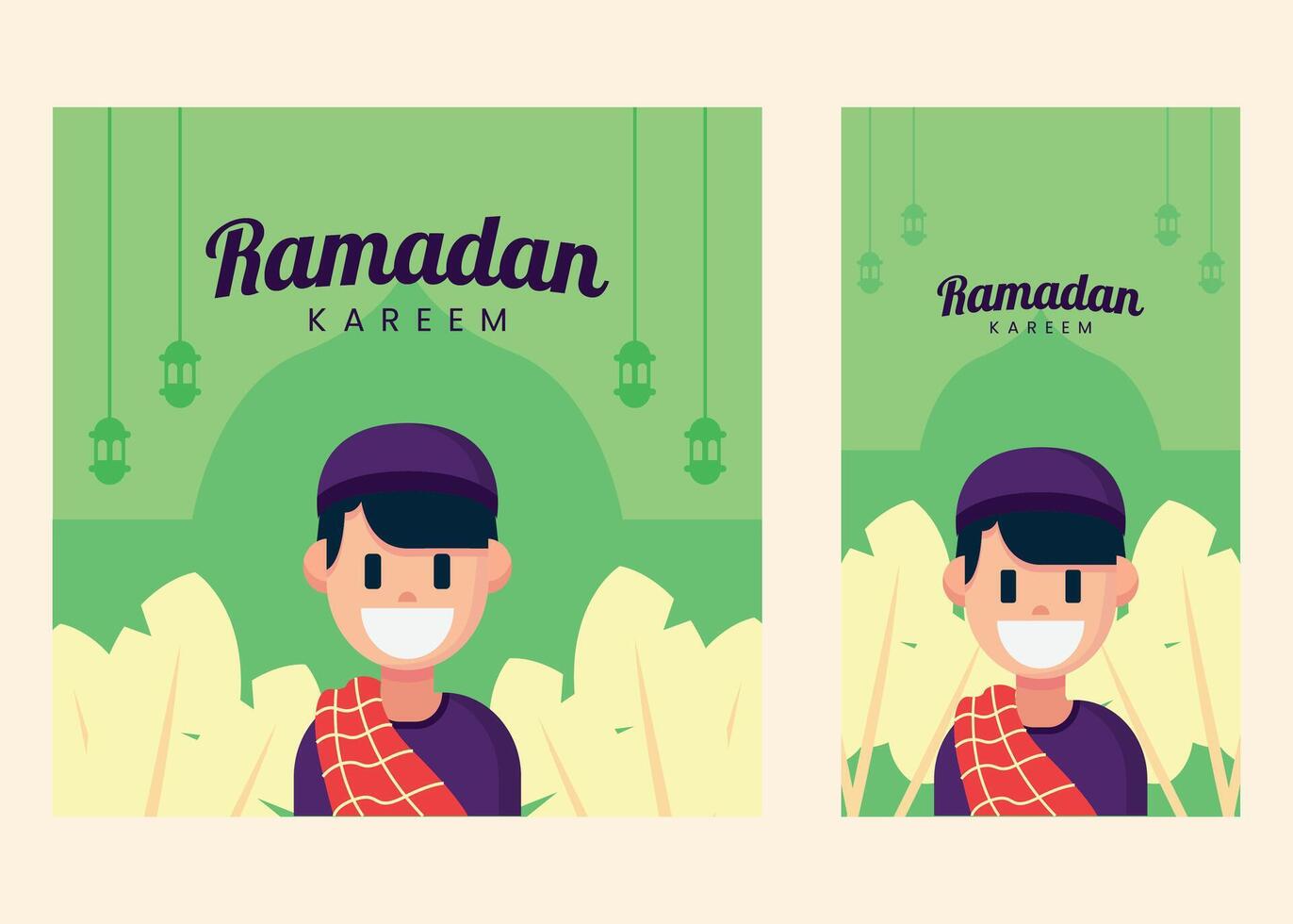 Social Media Ramadan Feed and Story Post Illustration vector