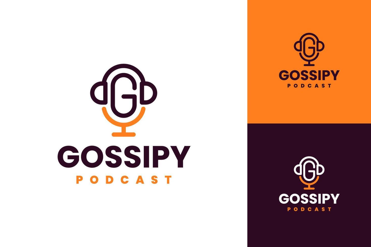 podcast logo vector icono en moderno y minimalista estilo