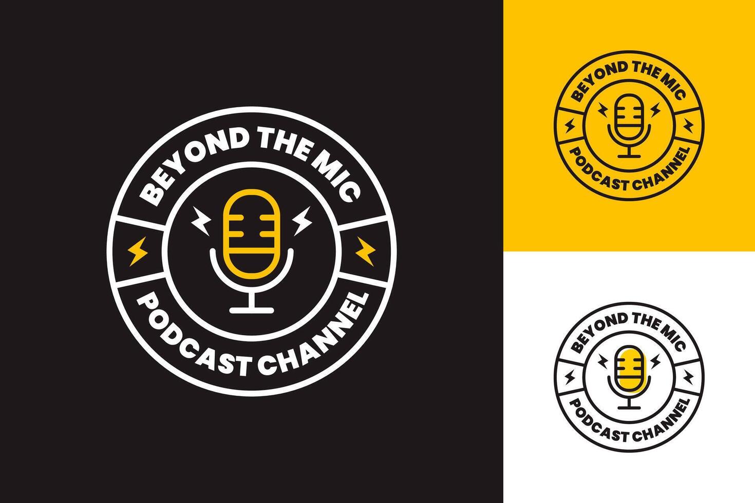 podcast logo vector icono en moderno y retro estilo