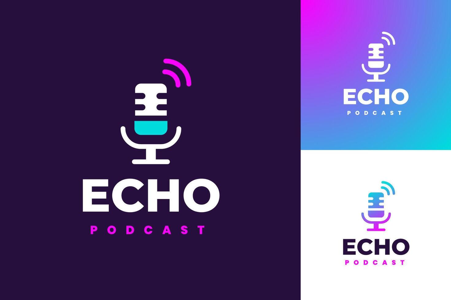 podcast logo vector icono en moderno y minimalista estilo