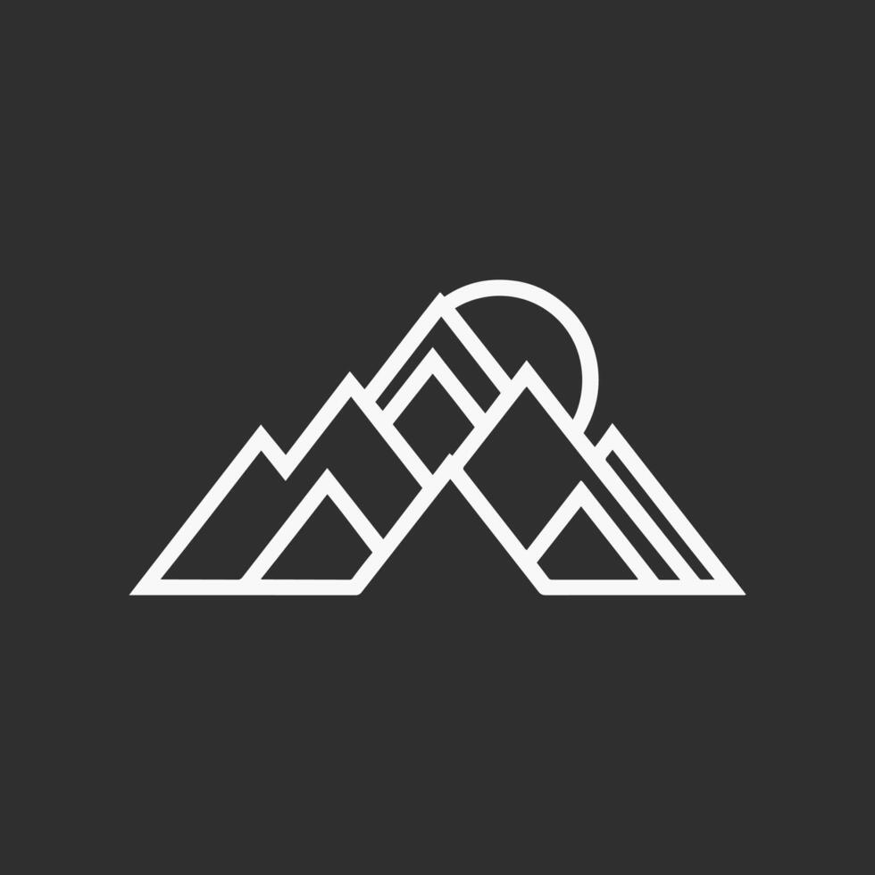 a mountain logo with a sun and mountains vector