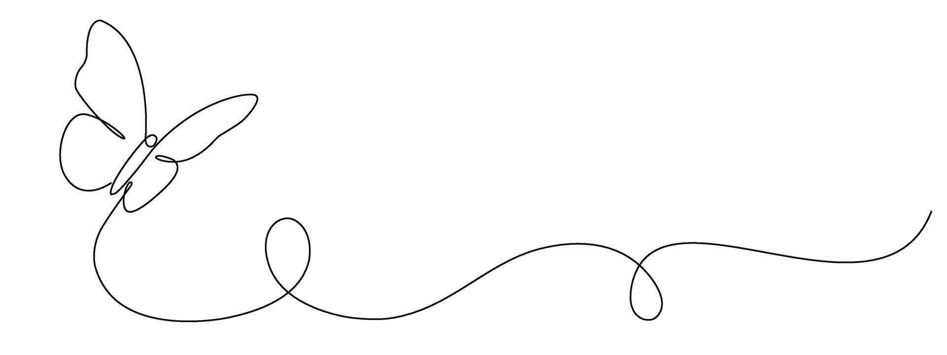 mariposa dibujo con uno continuo editable línea. minimalista lineal diseño de hermosa mariposa para logo, negocio, social medios de comunicación. vector ilustración