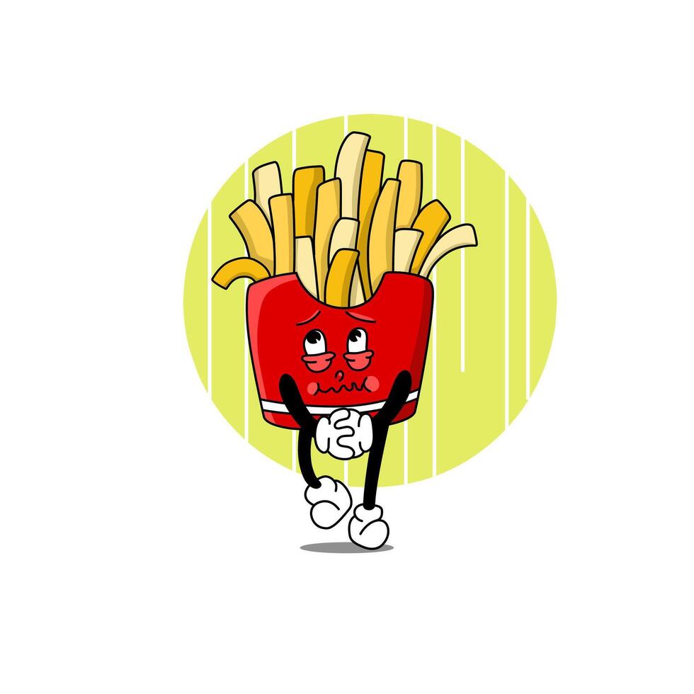 French fries emoticon with funny facial expressions vector