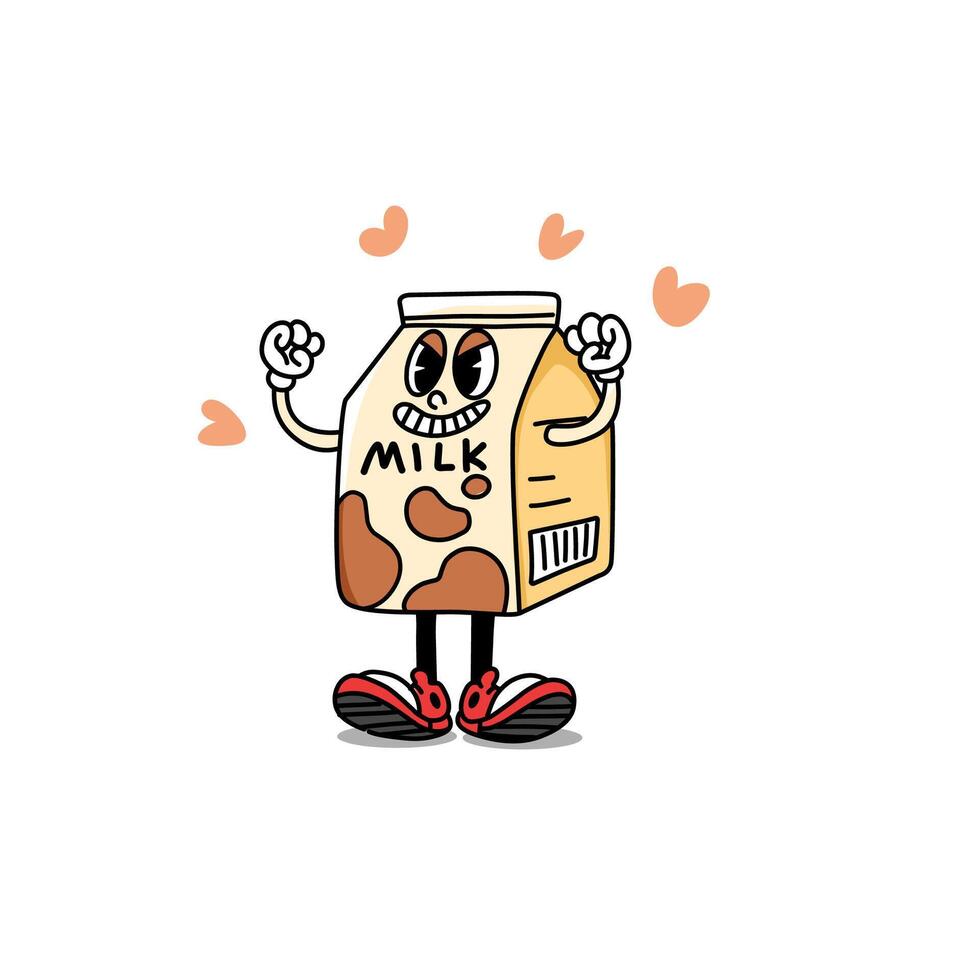 illustration Boxed milk characters with cute emotions and expressions vector