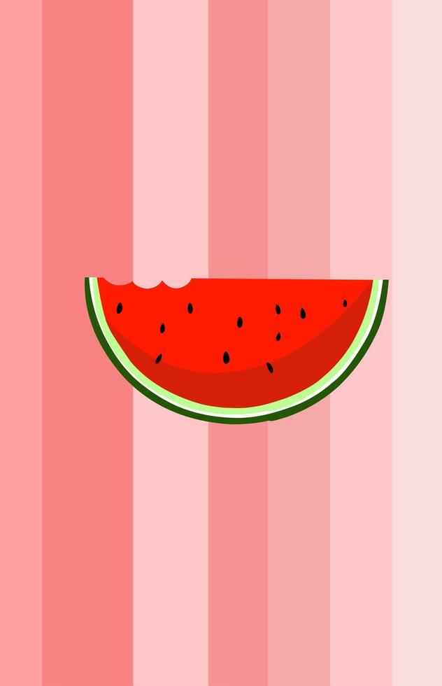 Wallpaper of half a watermelon being bitten on a soft colored background vector