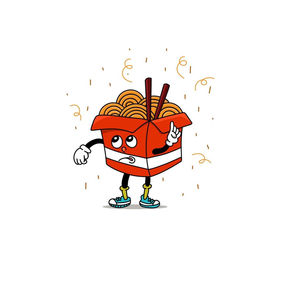 illustration noodle in the box characters with cute emotions and expressions vector