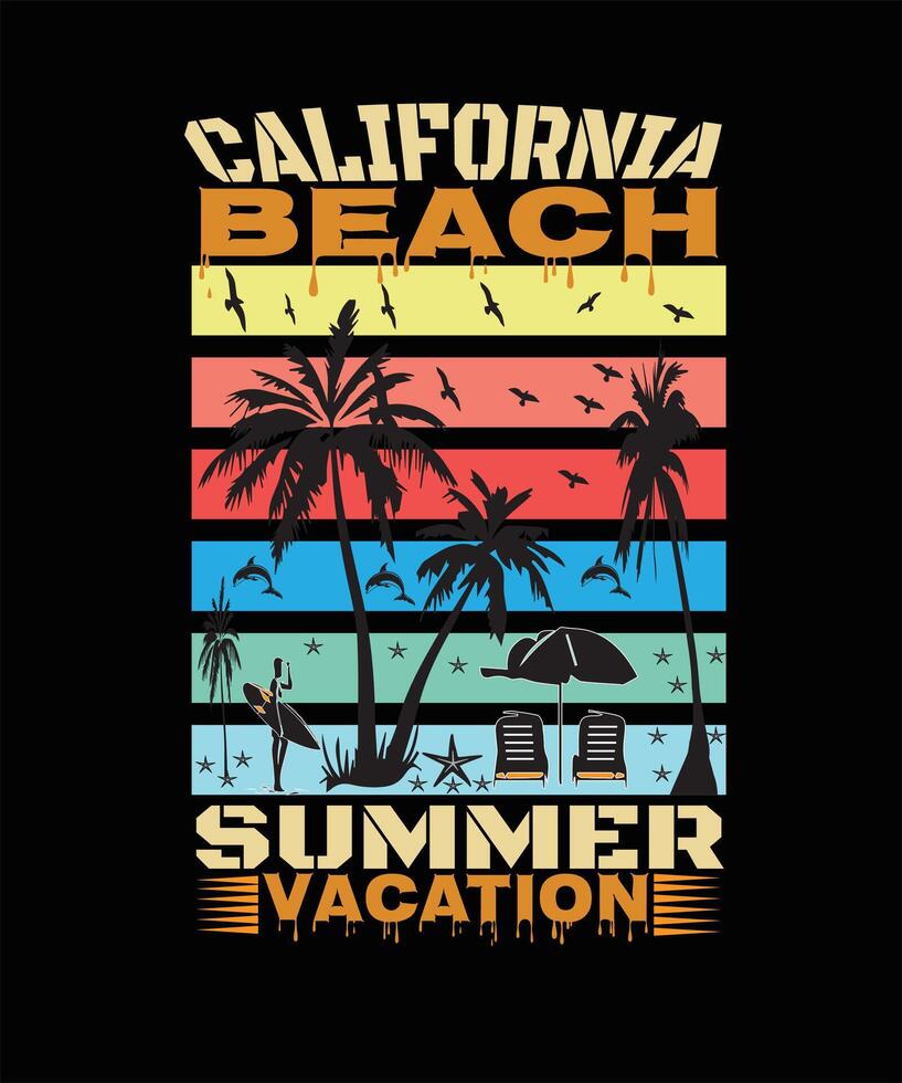 Summer Vacation T Shirt Design. vector