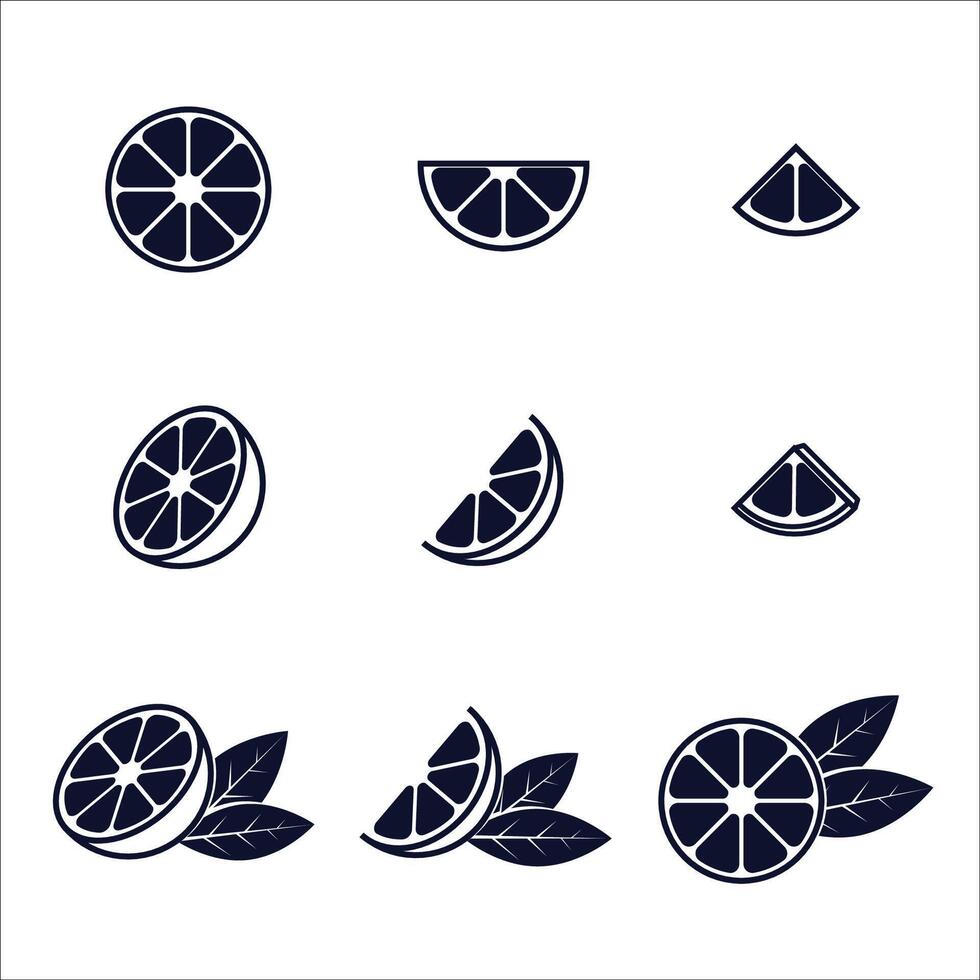 Orange fruit icon set vector