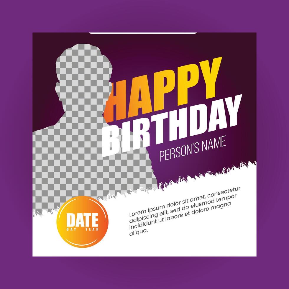 Post template social media design for birthday boy happy birthday vector