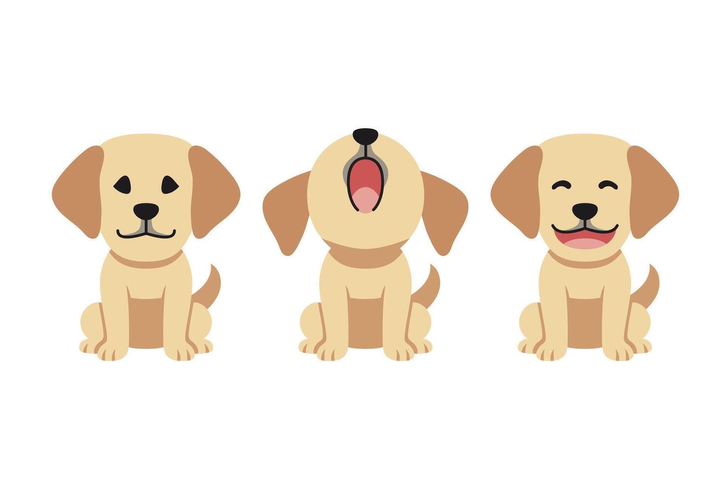 Set of vector cartoon character cute labrador retriever dog