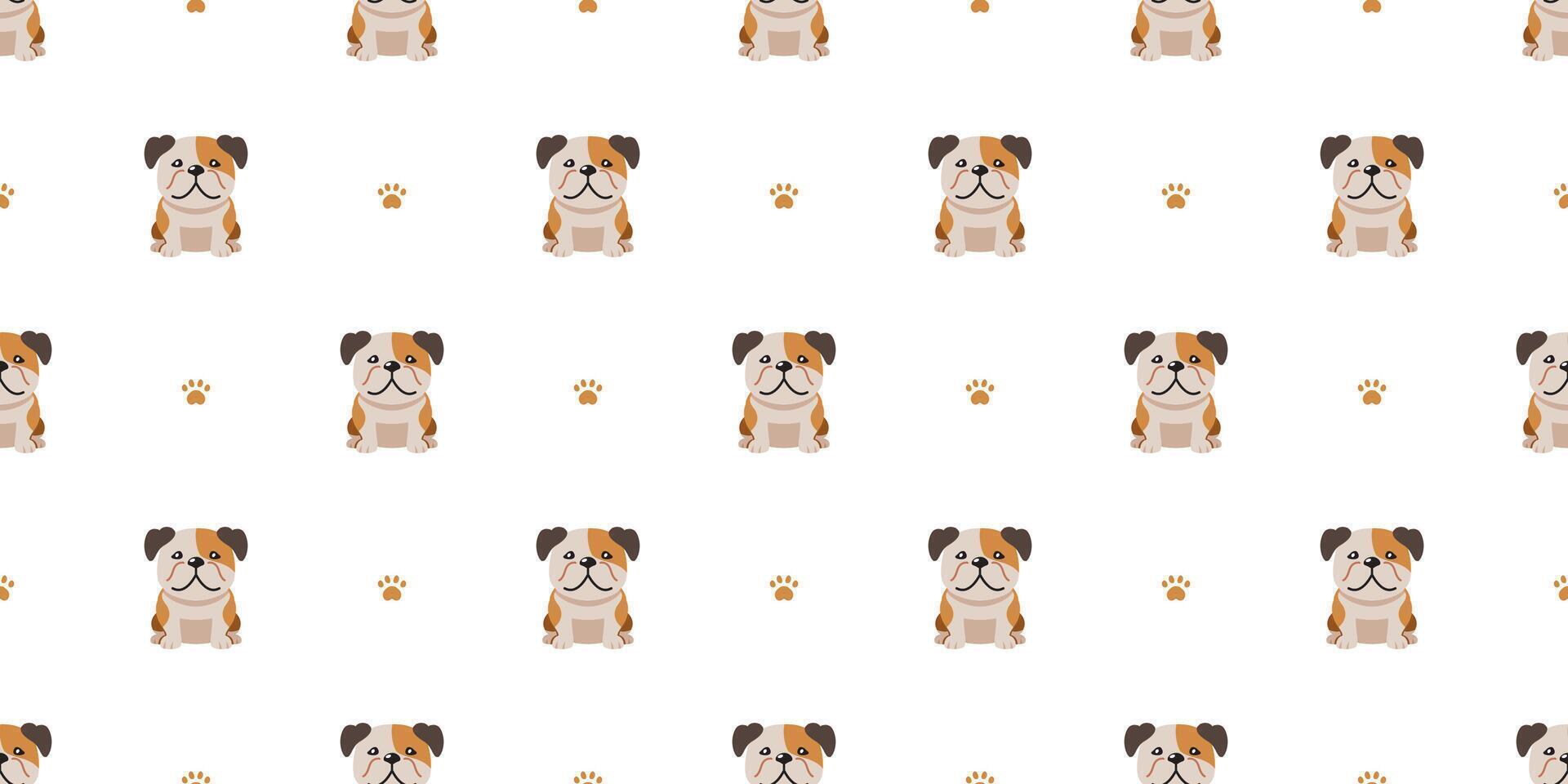 Cartoon character bulldog seamless pattern background vector