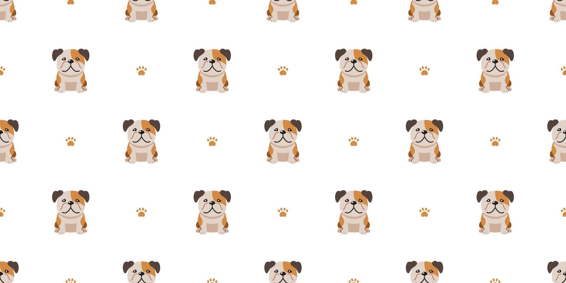 Cartoon character bulldog seamless pattern background vector