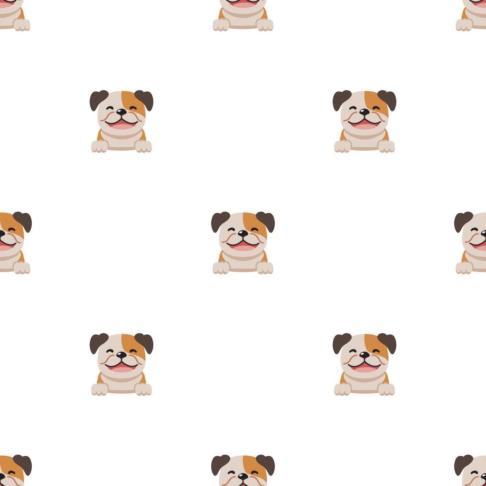 Vector cartoon character bulldog seamless pattern background