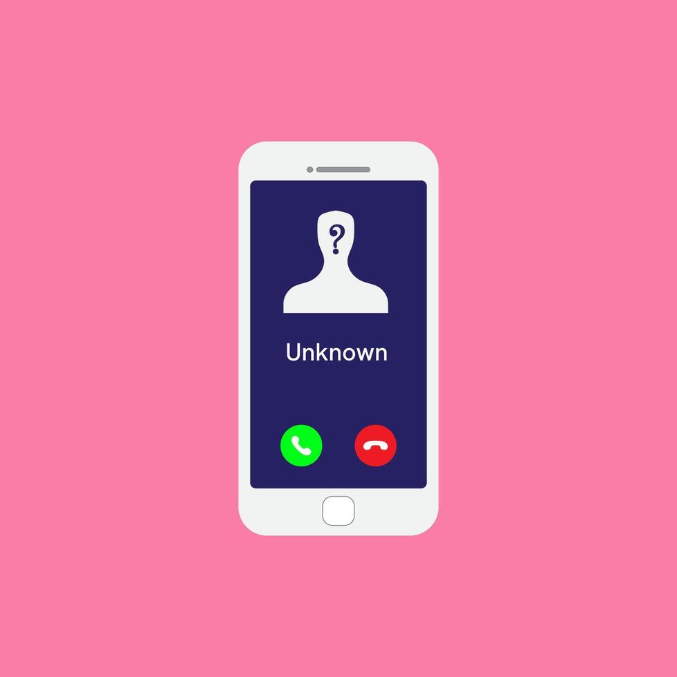 Unknown number calling. Unusual number on pink background. vector