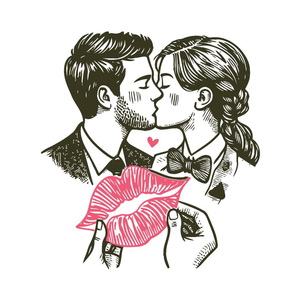 dibujado a mano internacional besos día vector ilustración.