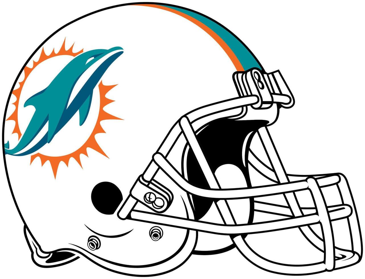 el blanco casco de el Miami delfines americano fútbol americano equipo vector