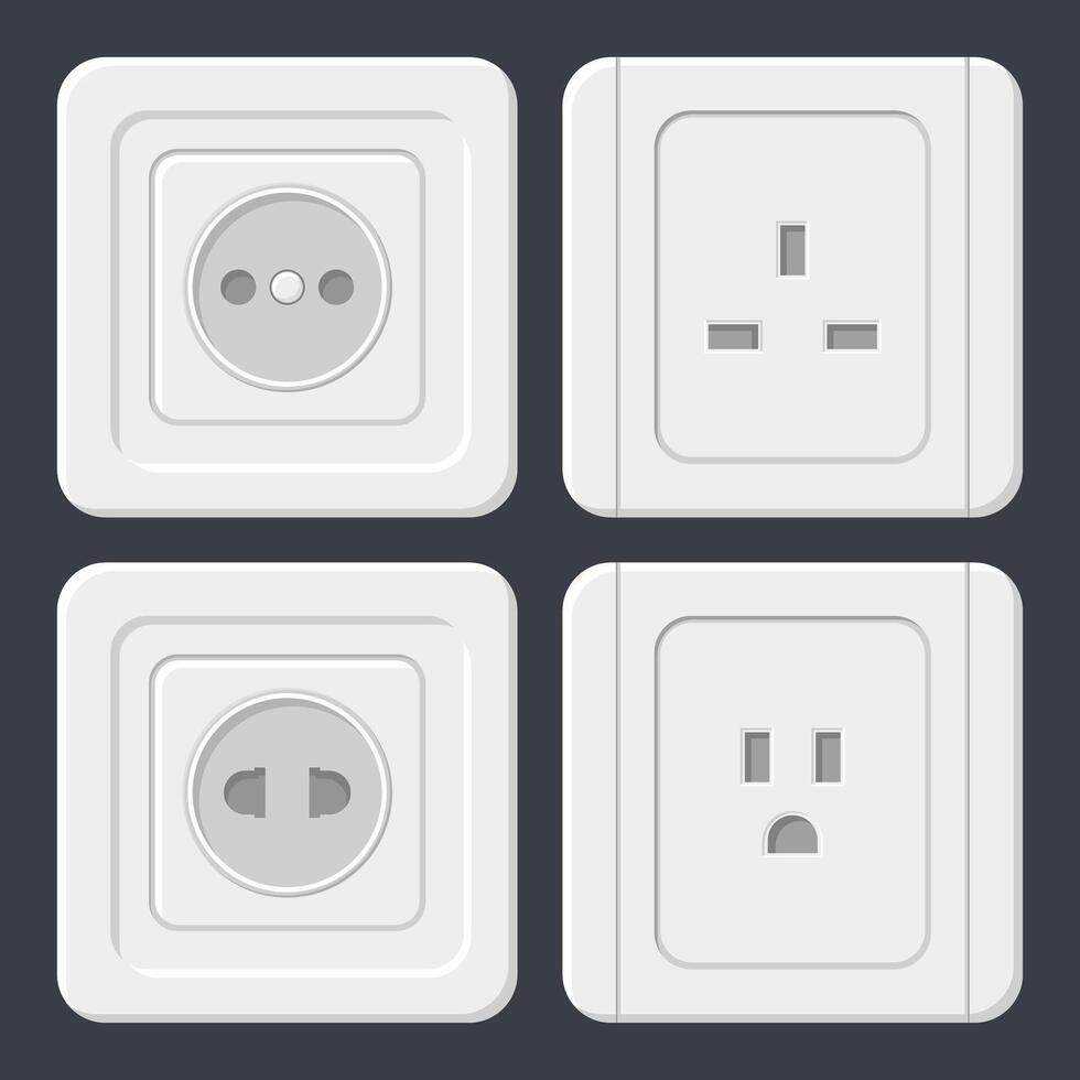 colección de blanco eléctrico enchufe iconos diseño gráficos. vector recopilación. poder enchufe icono.