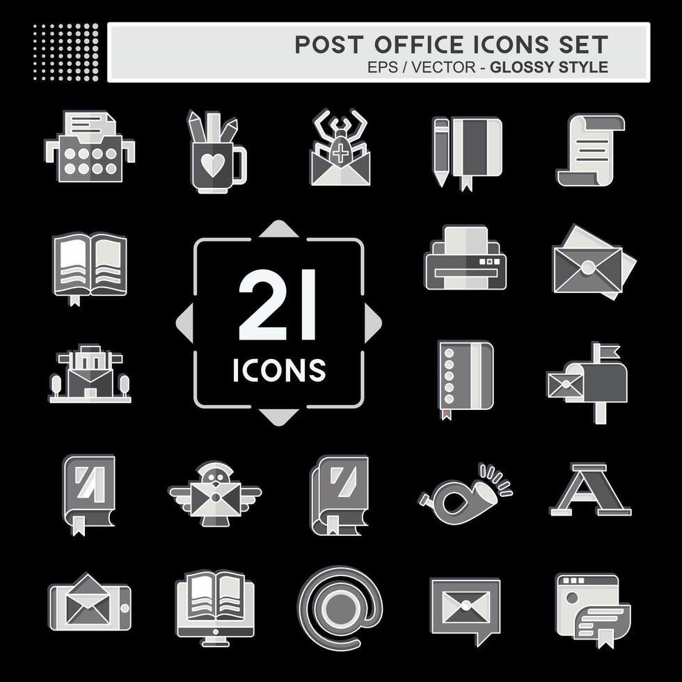 Icon Set Post Office. related to Education symbol. glossy style. simple design editable. simple illustration vector