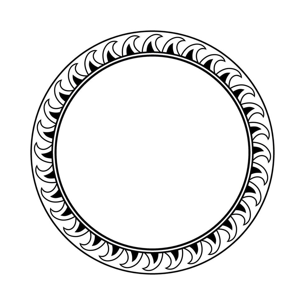 Round geometrical maori border frame design. Simple. Black and white. vector