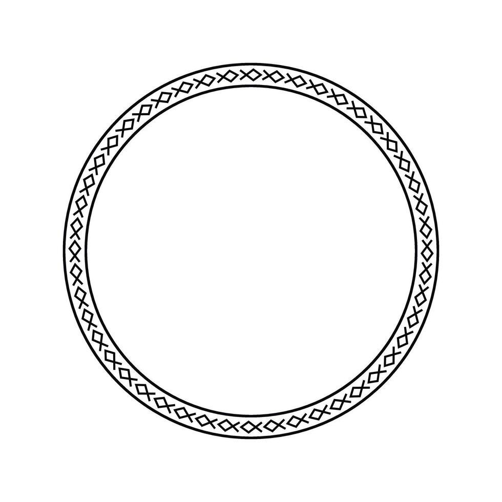 Round geometrical maori border frame design. Simple. Black and white. vector