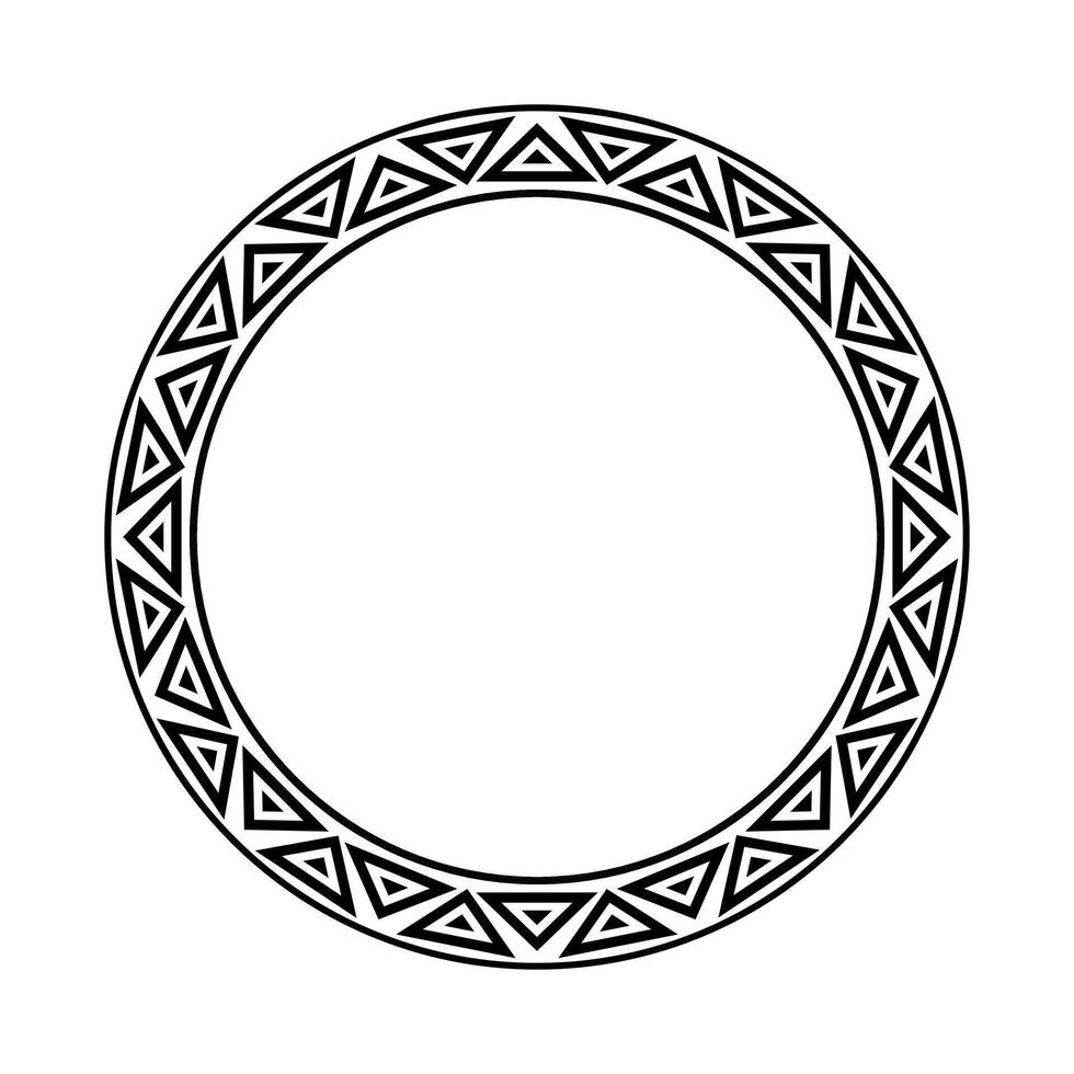 Round geometrical maori border frame design. Simple. Black and white. vector