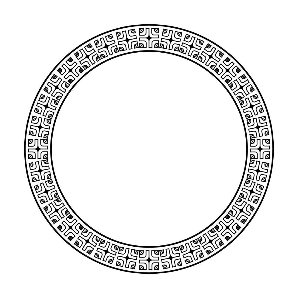 Round geometrical maori border frame design. Simple. Black and white. vector