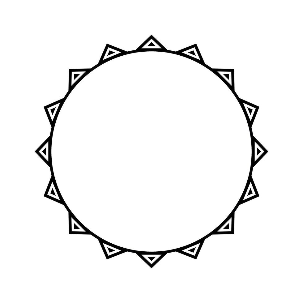 Round geometrical maori border frame design. Simple. Black and white. vector