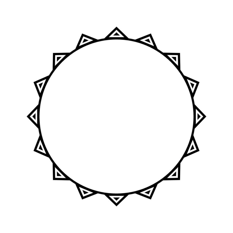 Round geometrical maori border frame design. Simple. Black and white. vector
