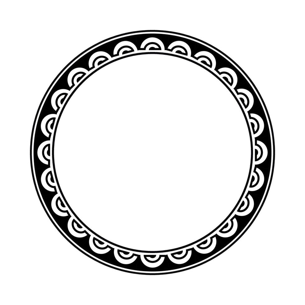 Round geometrical maori border frame design. Simple. Black and white. vector