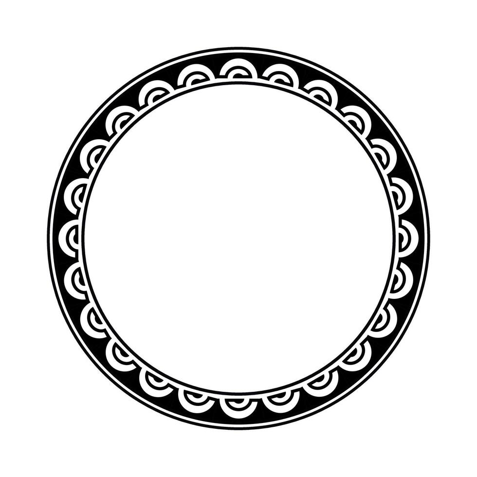 Round geometrical maori border frame design. Simple. Black and white. vector