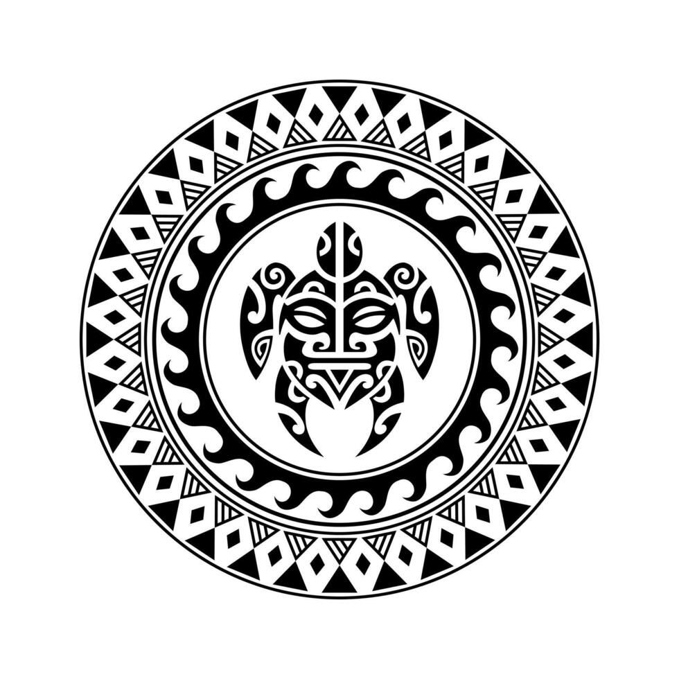 redondo tatuaje ornamento con Tortuga maorí estilo. africano, aztecas o maya étnico estilo. vector