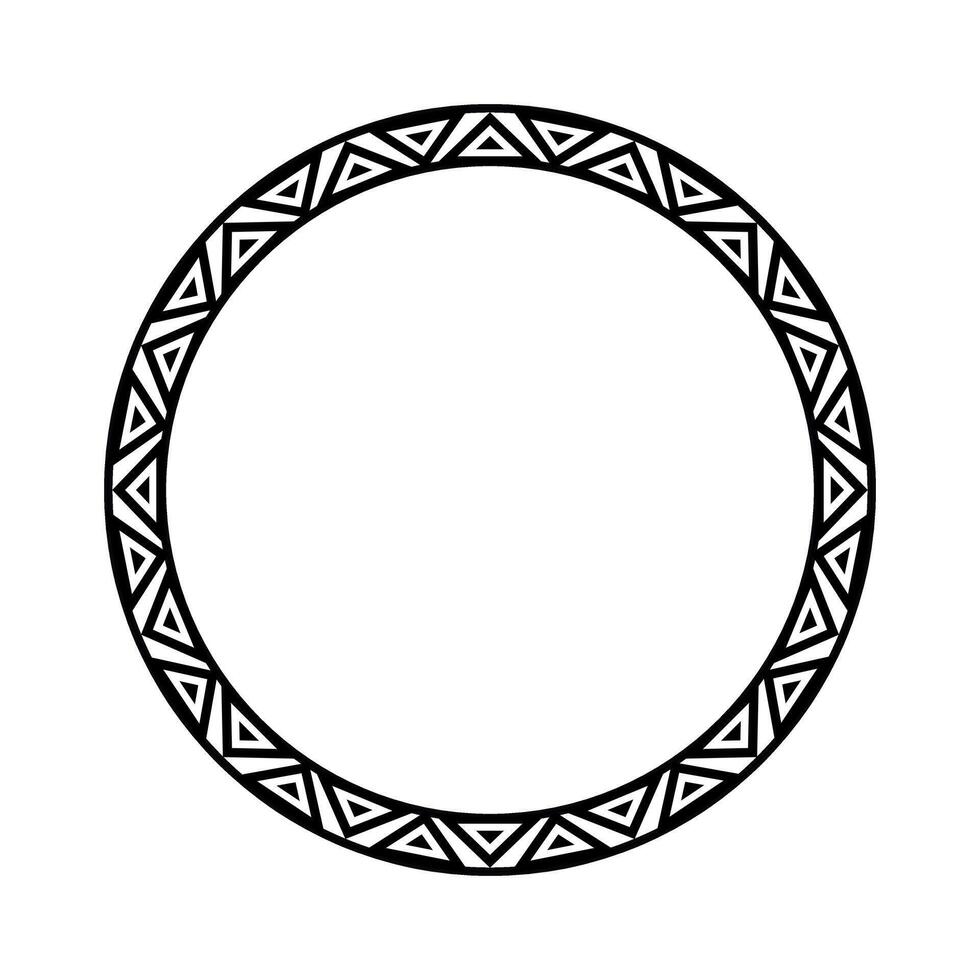 Round geometrical maori border frame design. Simple. Black and white. vector