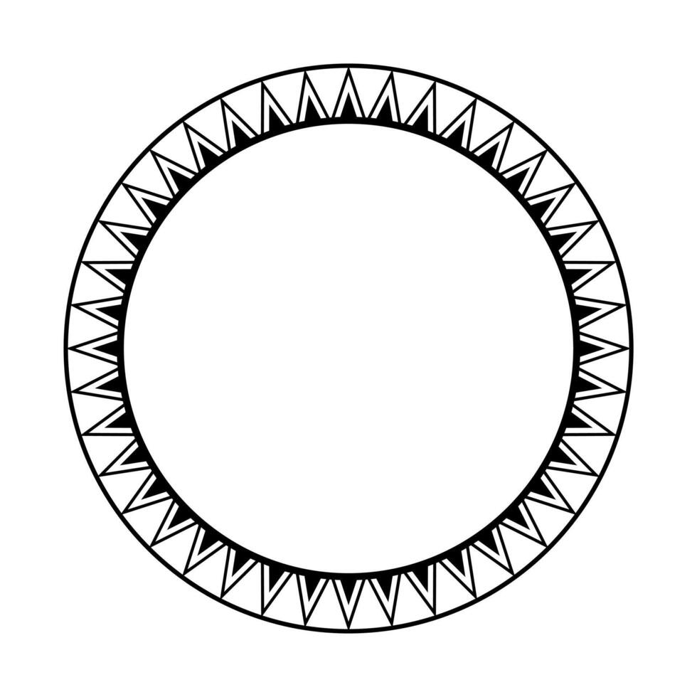 Round geometrical maori border frame design. Simple. Black and white. vector