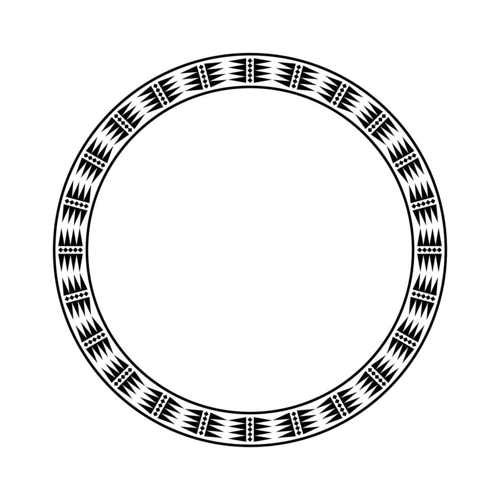 Round geometrical maori border frame design. Simple. Black and white. vector