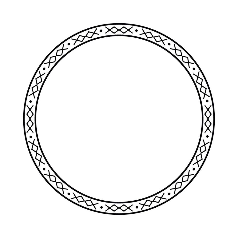 Round geometrical maori border frame design. Simple. Black and white. vector