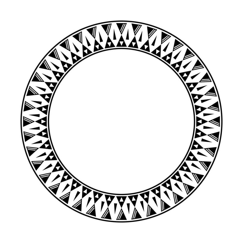 Round geometrical maori border frame design. Simple. Black and white. vector