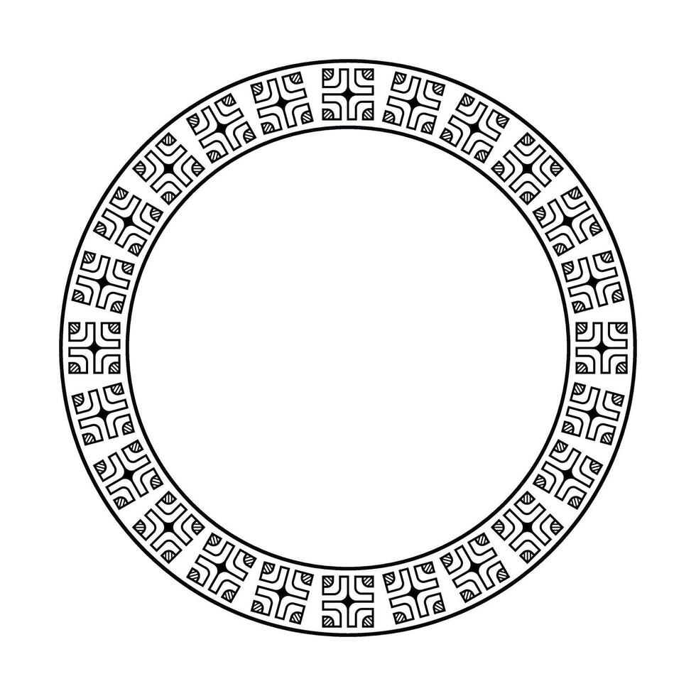 Round geometrical maori border frame design. Simple. Black and white. vector