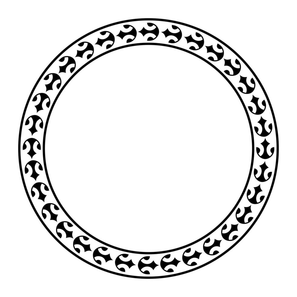 Round geometrical maori border frame design. Simple. Black and white. vector