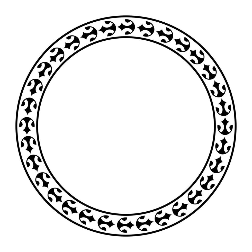 Round geometrical maori border frame design. Simple. Black and white. vector