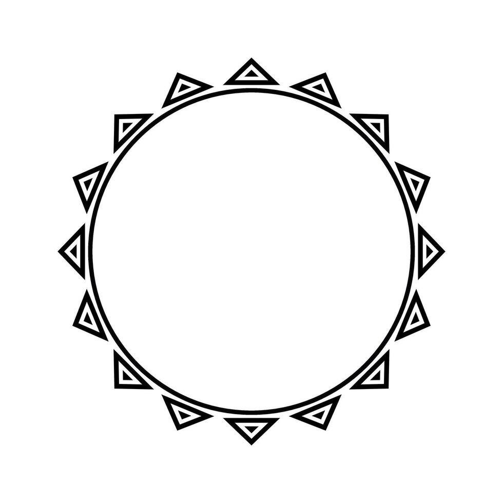 Round geometrical maori border frame design. Simple. Black and white. vector