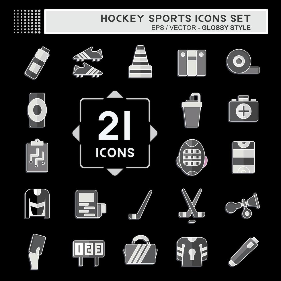 icono conjunto hockey Deportes. relacionado a deporte símbolo. lustroso estilo. sencillo diseño editable vector