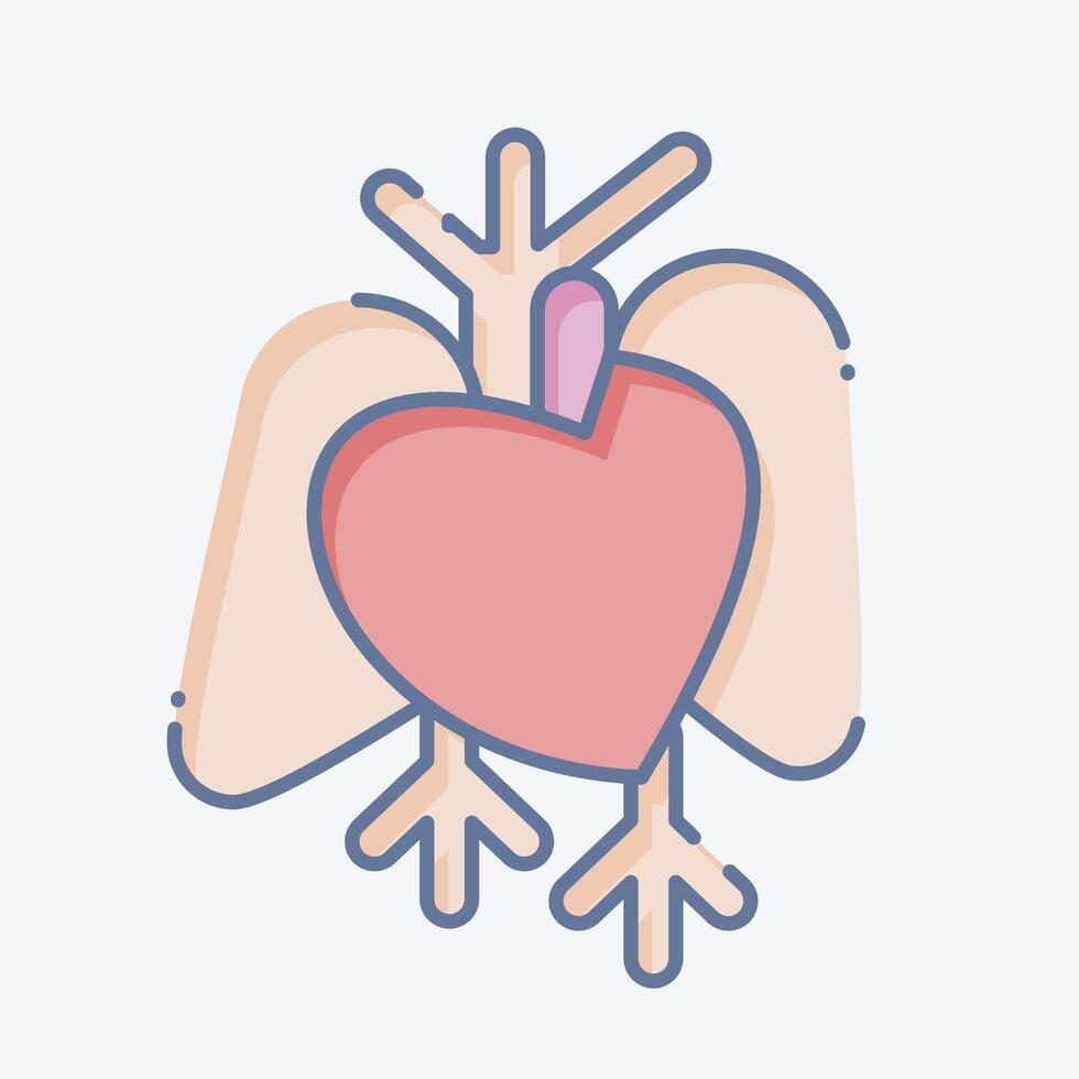 Icon Heart. related to Human Organ symbol. doodle style. simple design editable. simple illustration vector