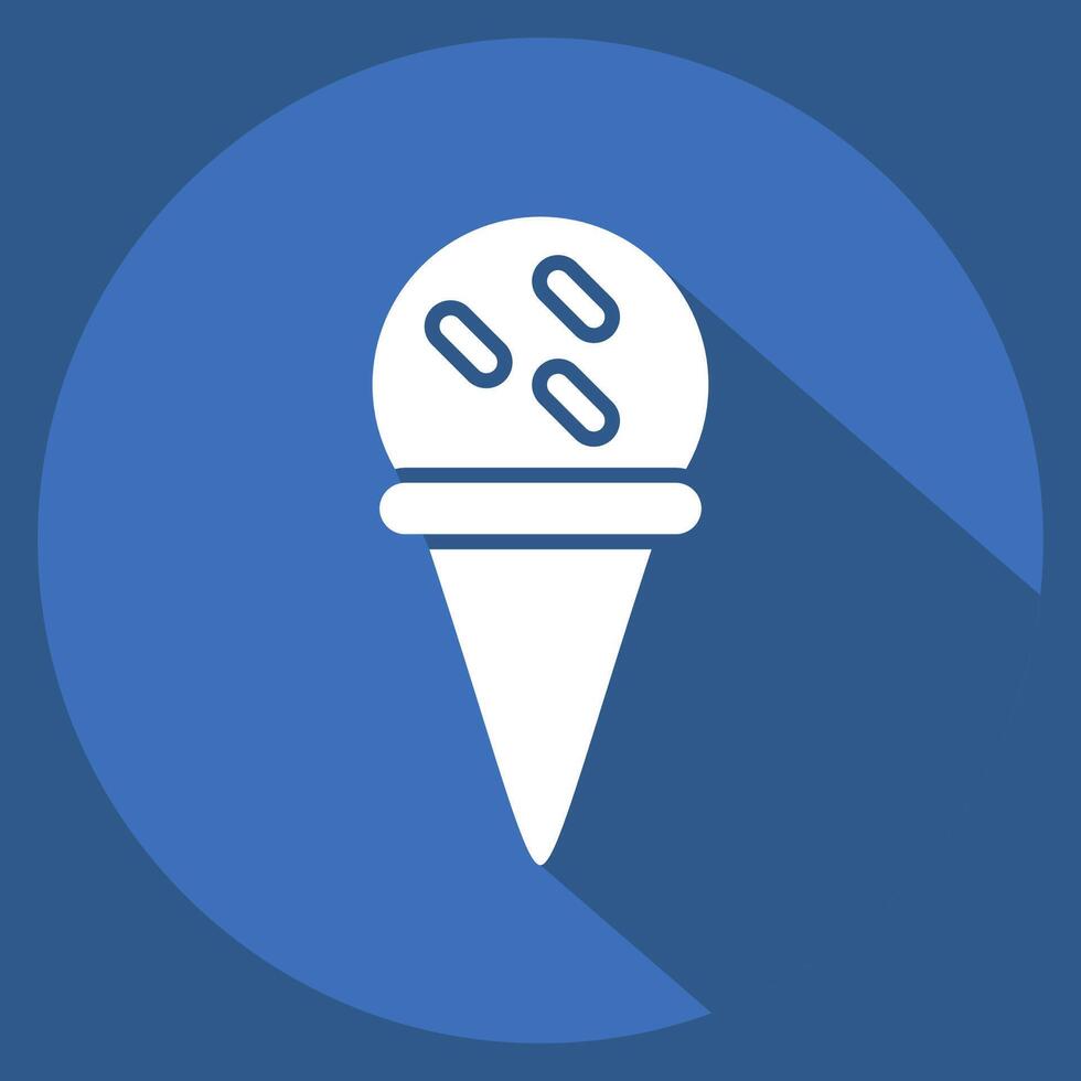 Icon Ice Cream Cone. related to Milk and Drink symbol. long shadow style. simple design editable. simple illustration vector