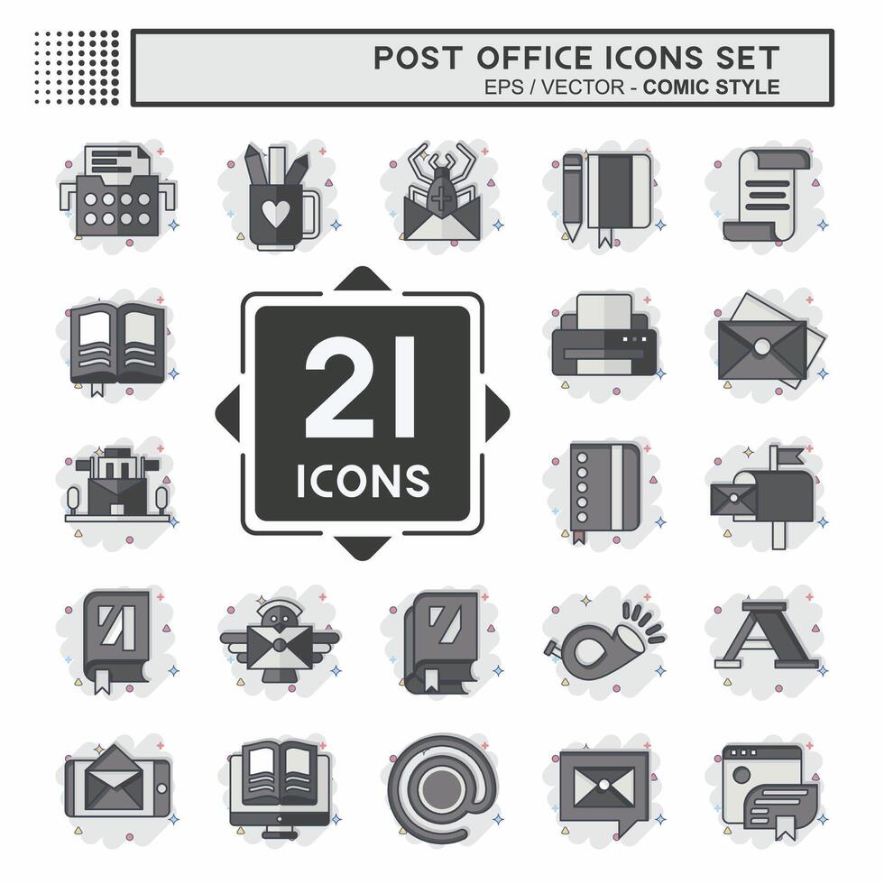 Icon Set Post Office. related to Education symbol. comic style. simple design editable. simple illustration vector