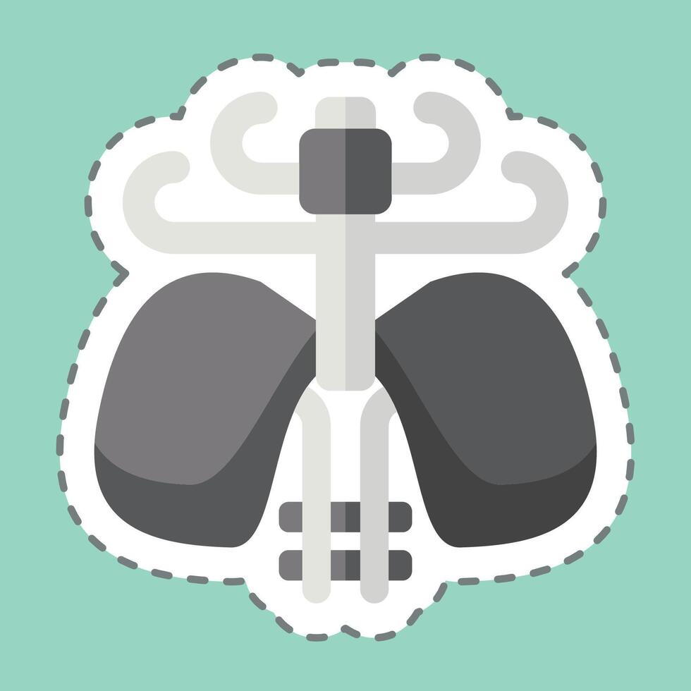 Sticker line cut Diaphragm. related to Human Organ symbol. simple design editable. simple illustration vector