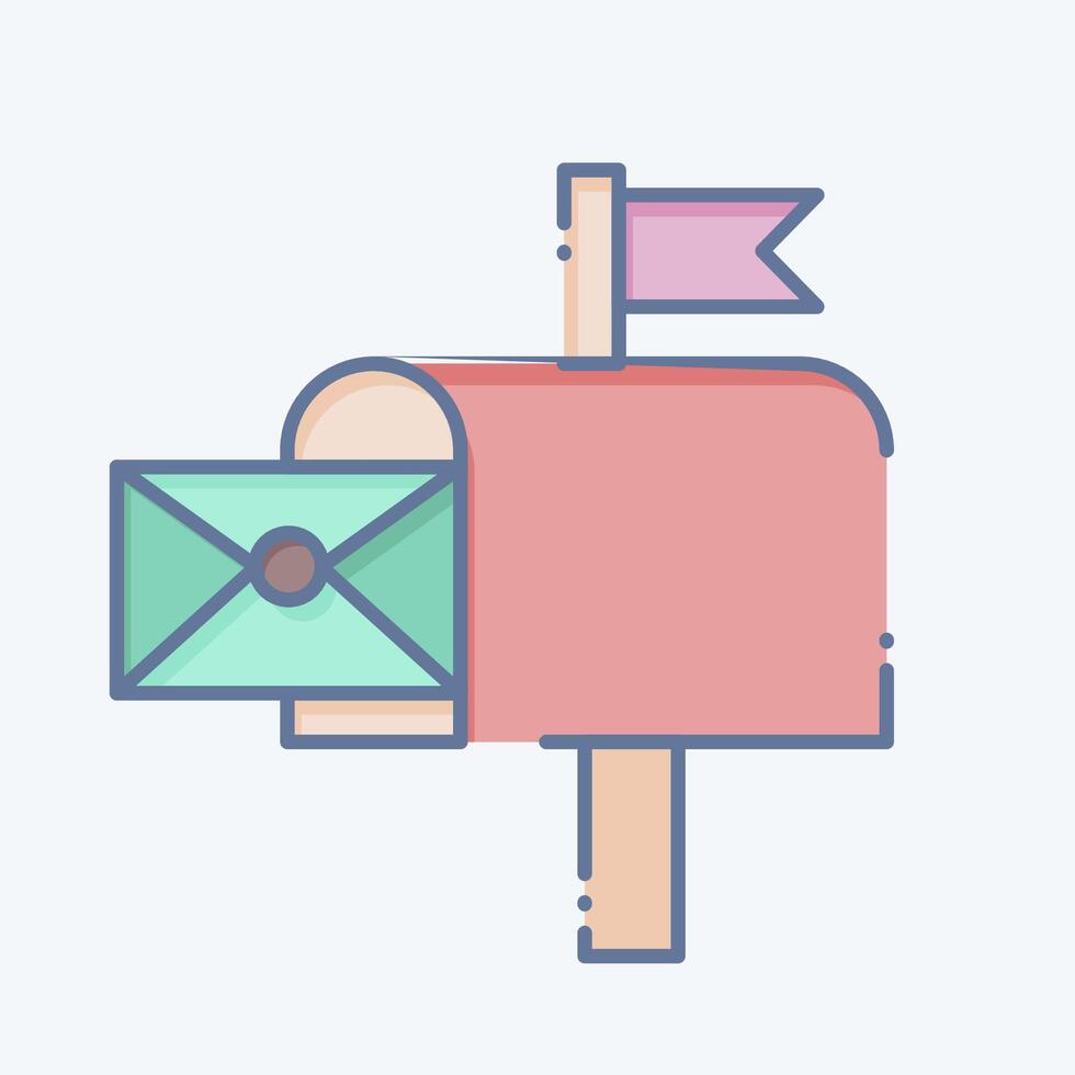 Icon Mail Box. related to Post Office symbol. doodle style. simple design editable. simple illustration vector