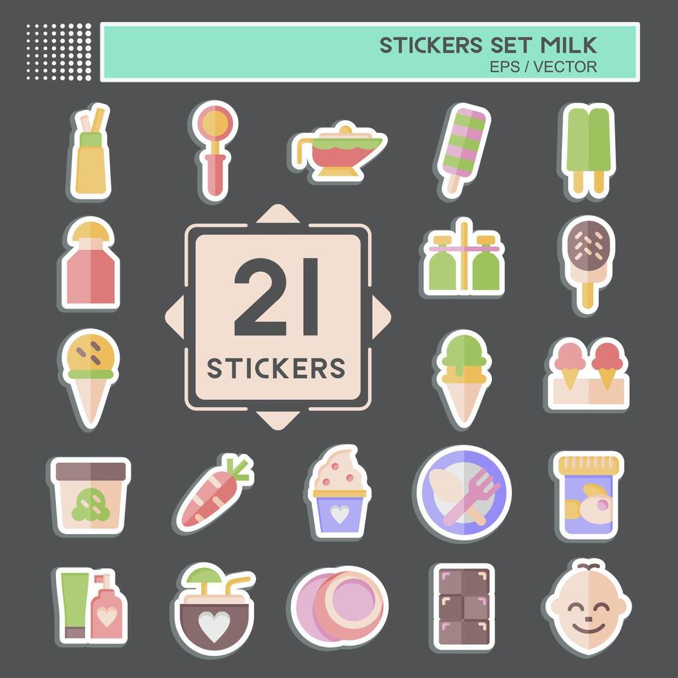Sticker Set Milk. related to Restaurant symbol. simple design editable. simple illustration vector