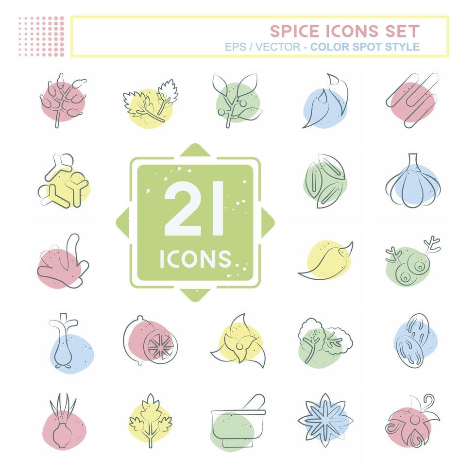 Icon Set Spice. related to Vegetable symbol. Color Spot Style. simple design editable. simple illustration vector